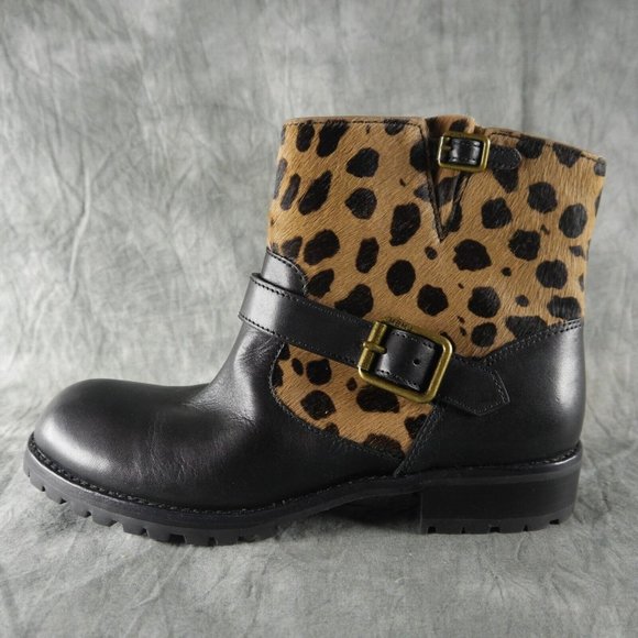 Marc Jacob MBMJ Classic Ankle Boot Size 38.5 $398 Black Leather/Animal Print Fur - Picture 7 of 7